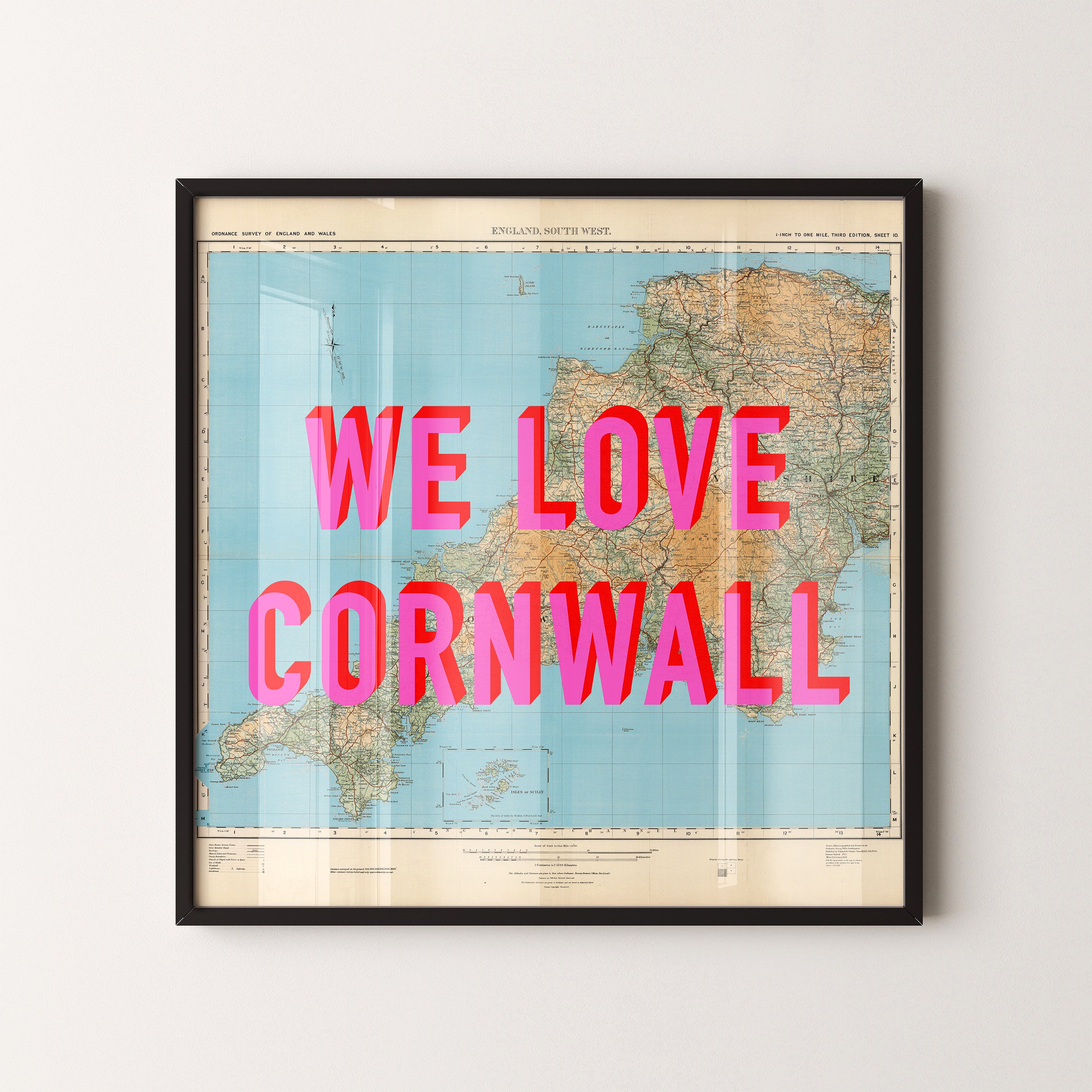 Cornwall Pop Art Map Print (square)
