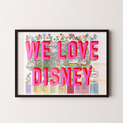 Disney World Florida Theme Park Pop Art Map Print (landscape)