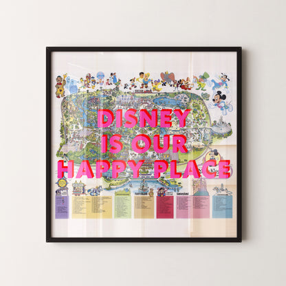 Disney World Florida Theme Park Pop Art Map Print (square)
