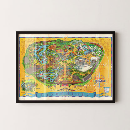 Disneyland California Theme Park Pop Art Map Print (landscape)