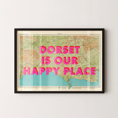 Dorset Pop Art Map Print (landscape)