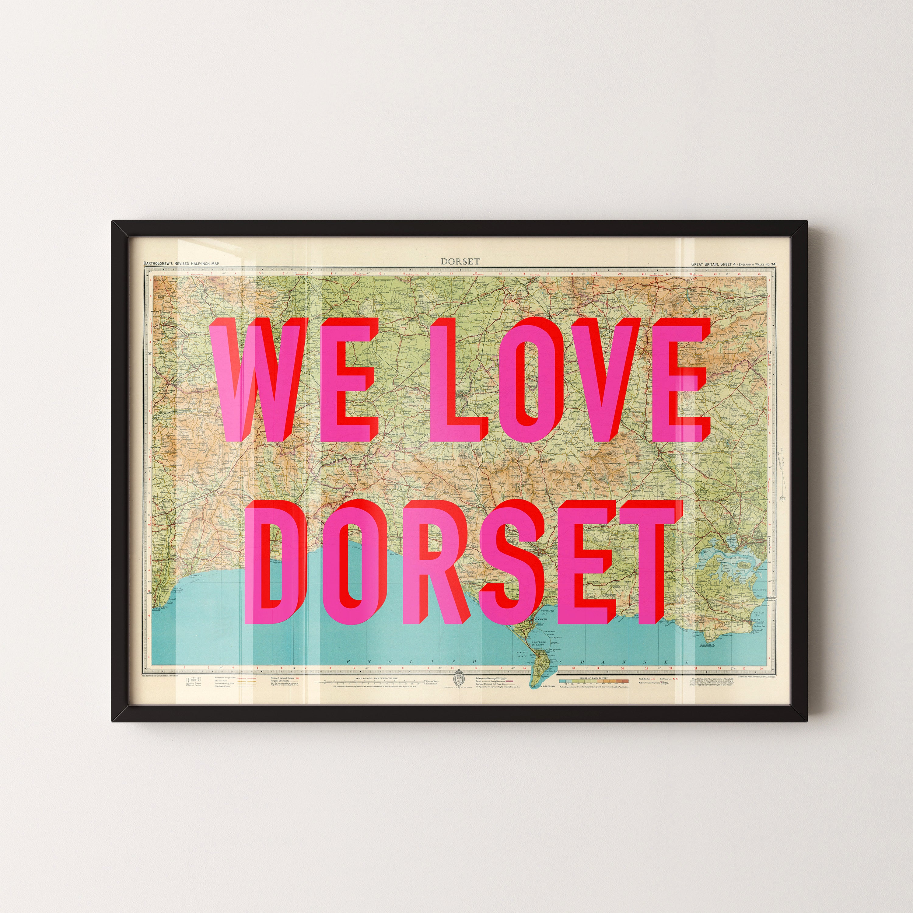 Dorset Pop Art Map Print (landscape)