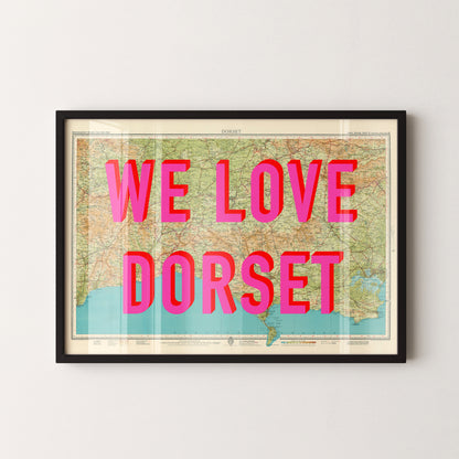 Dorset Pop Art Map Print (landscape)