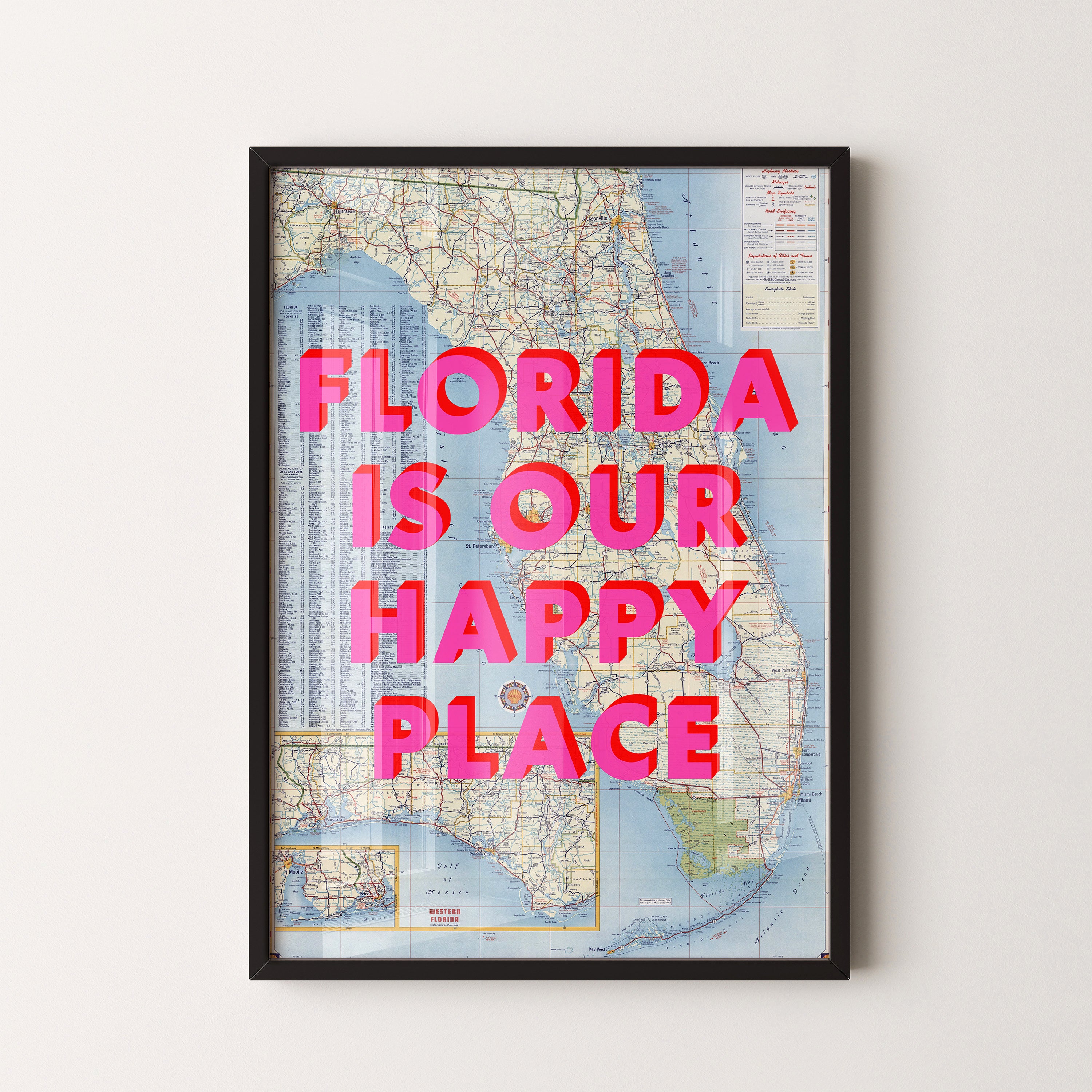 Florida Pop Art Map Print (portrait)