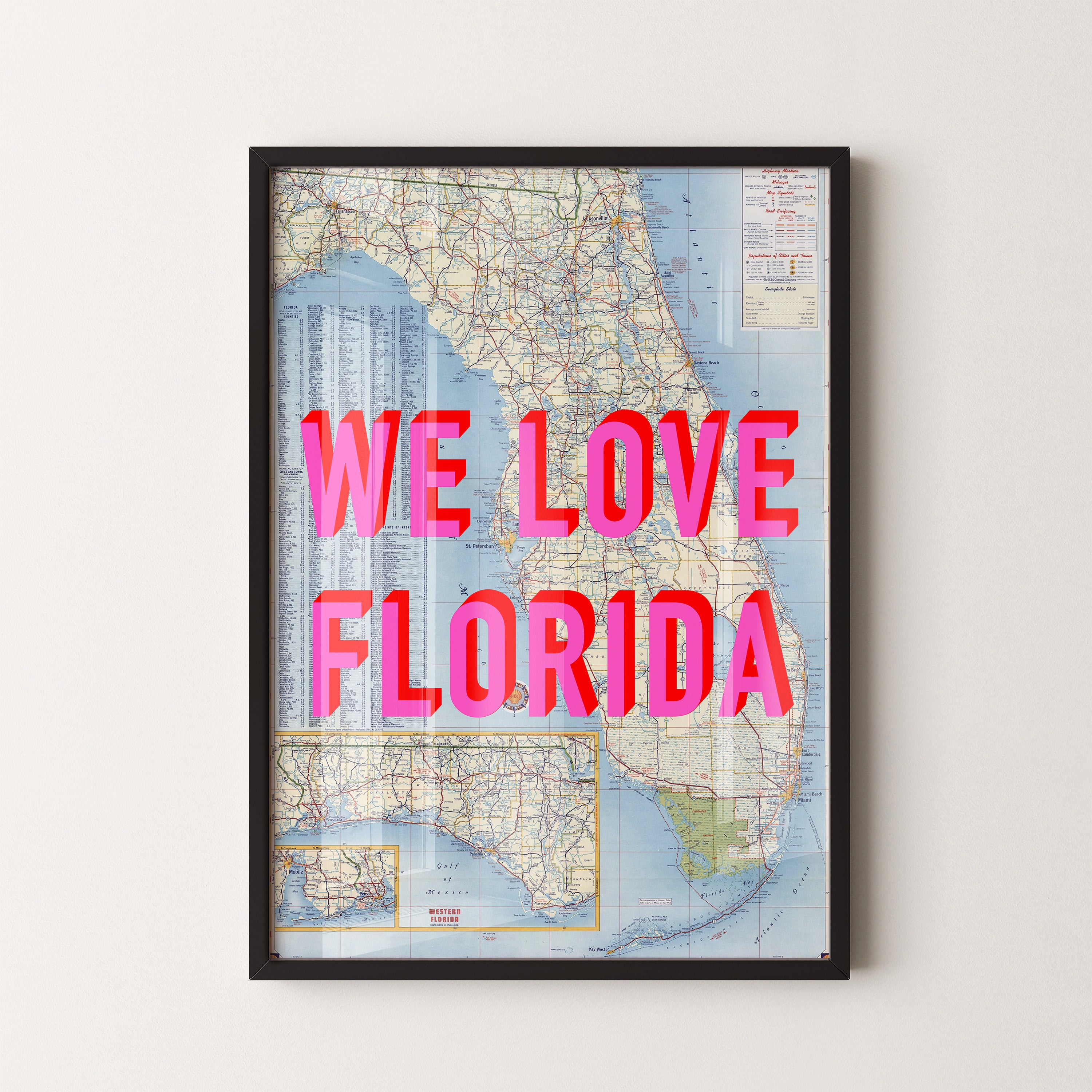Florida Pop Art Map Print (portrait)