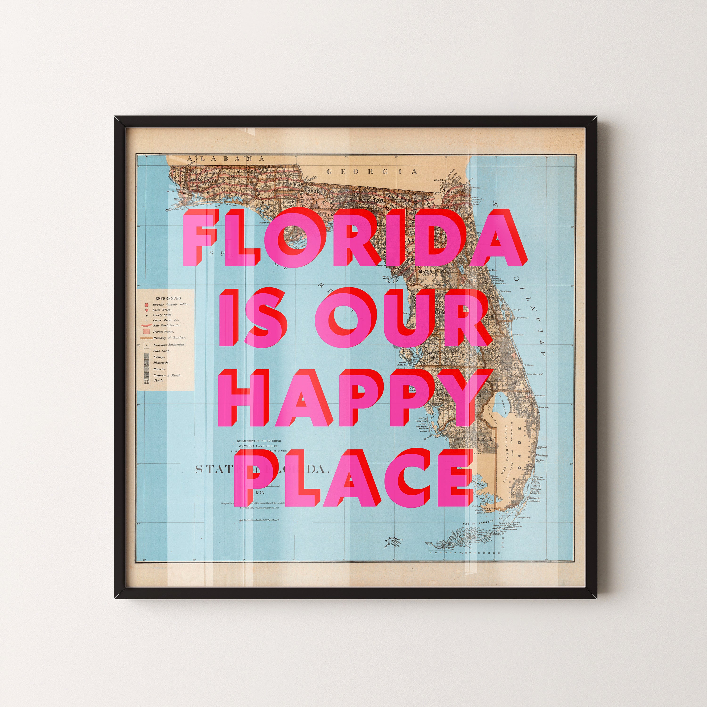 Florida Pop Art Map Print (square)