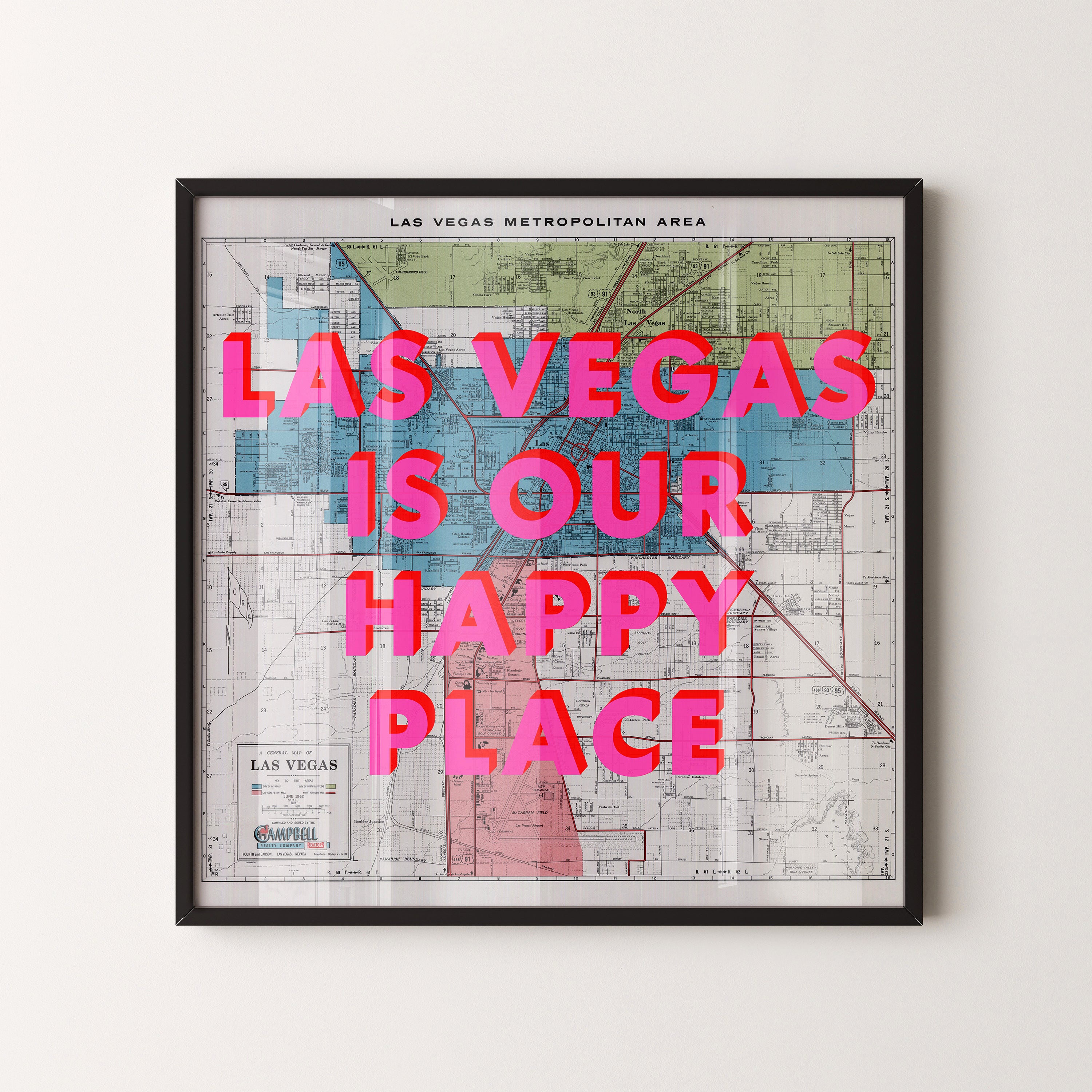 Las Vegas Pop Art Map Print (square)