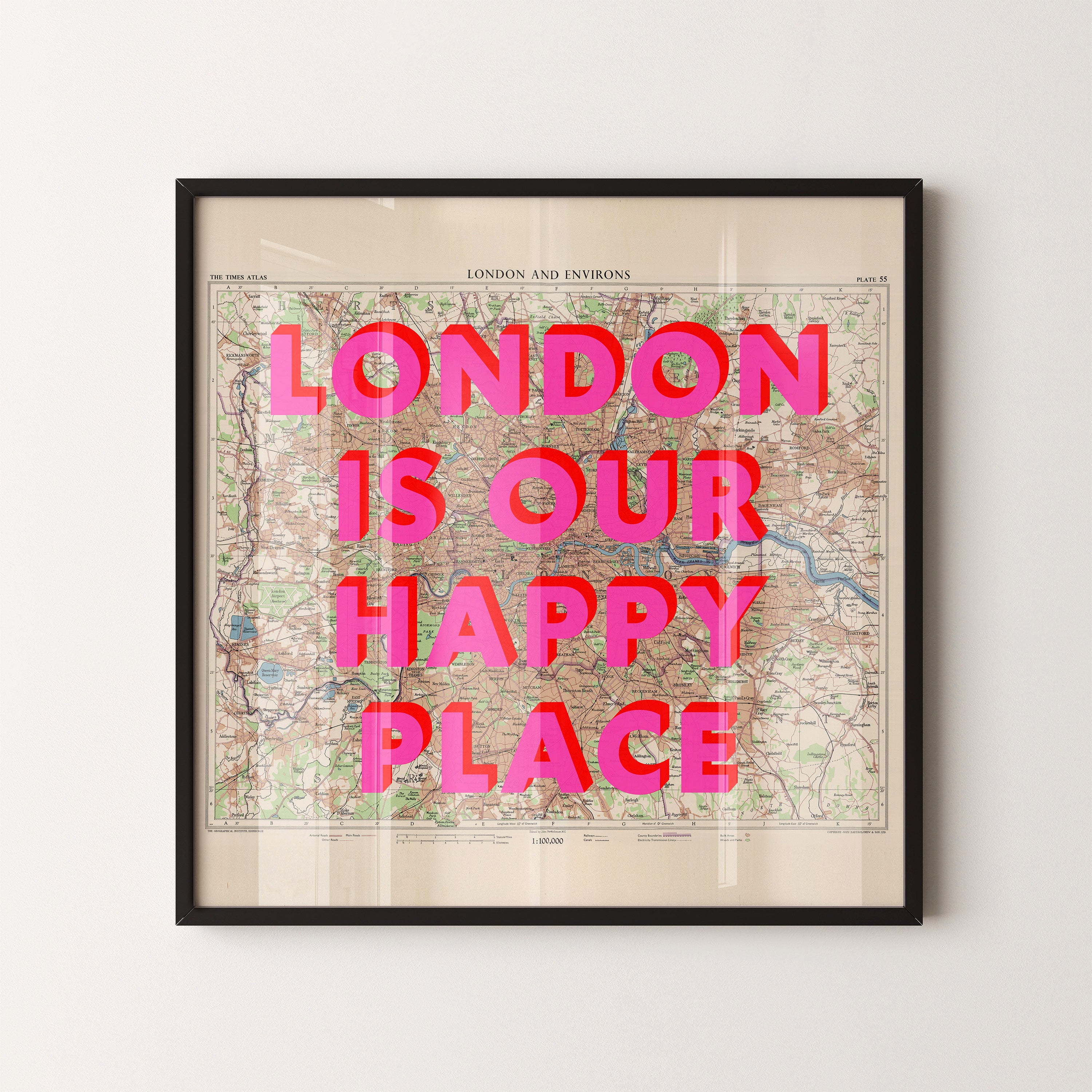 London Pop Art Map Print (square)
