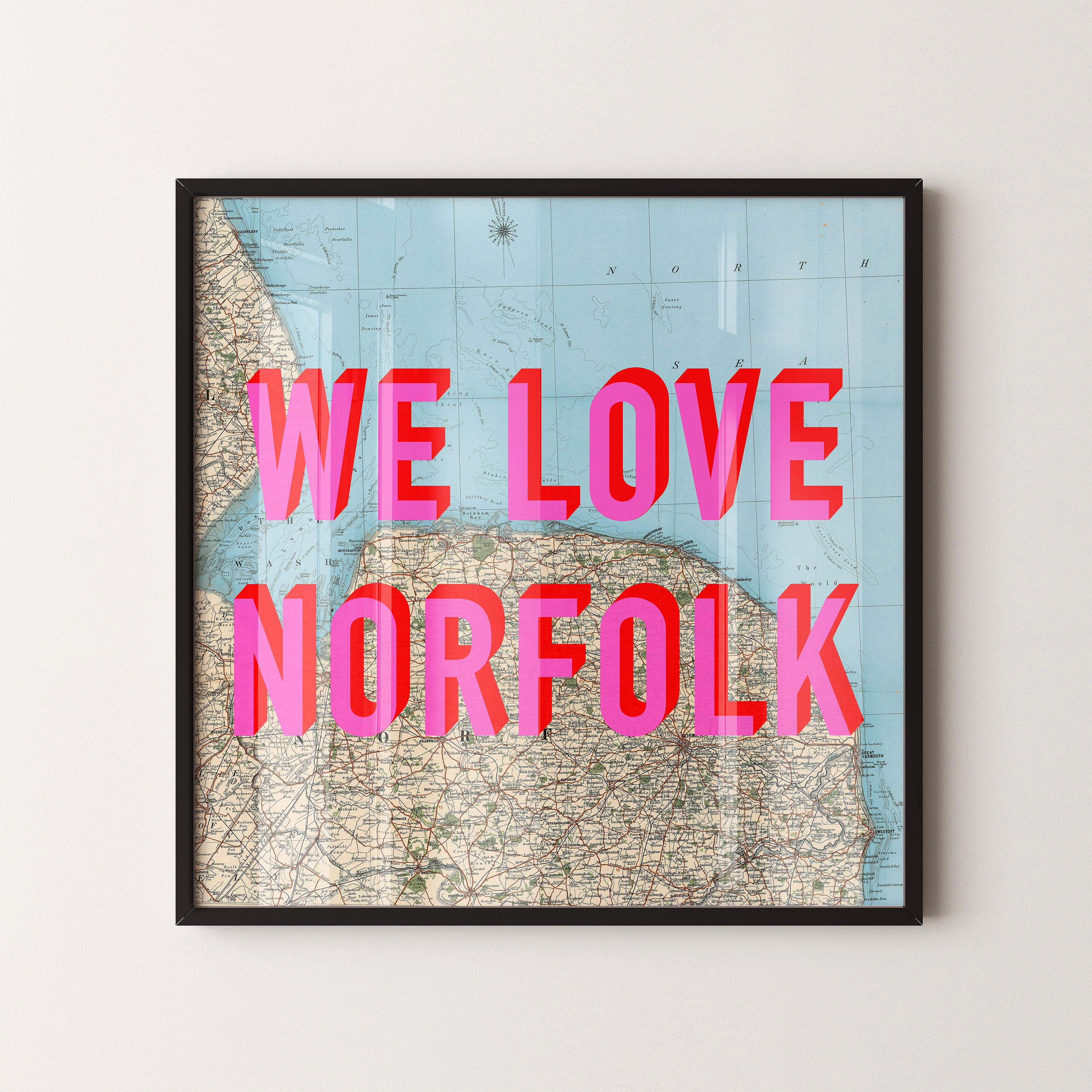 Norfolk Pop Art Map Print (square)