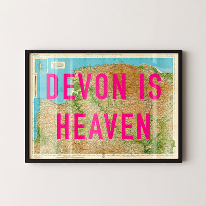 North Devon Pop Art Map Print (landscape)