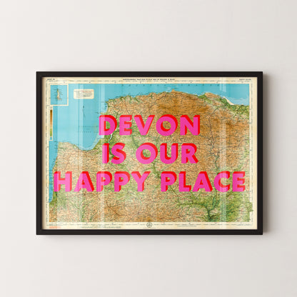 North Devon Pop Art Map Print (landscape)