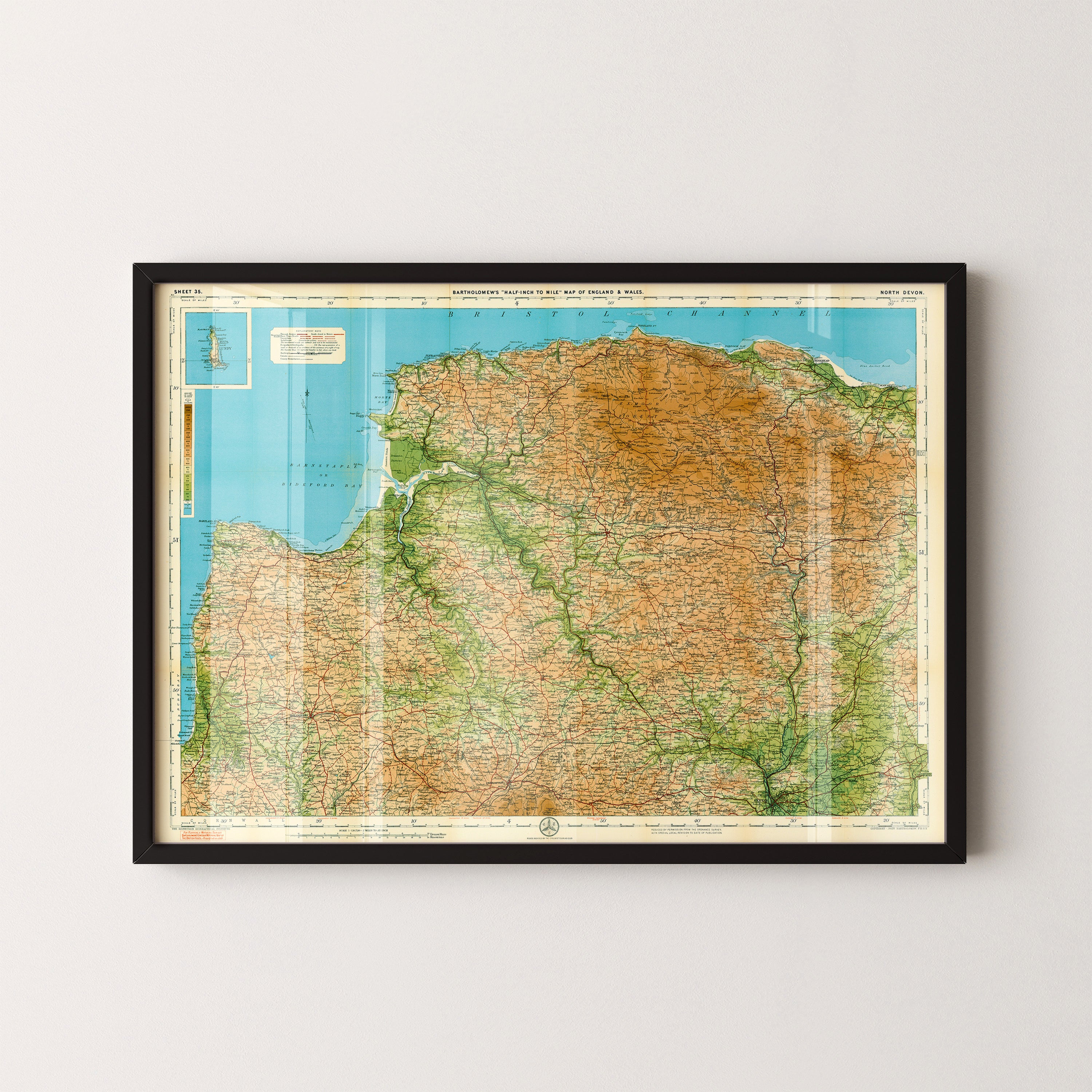 North Devon Pop Art Map Print (landscape)