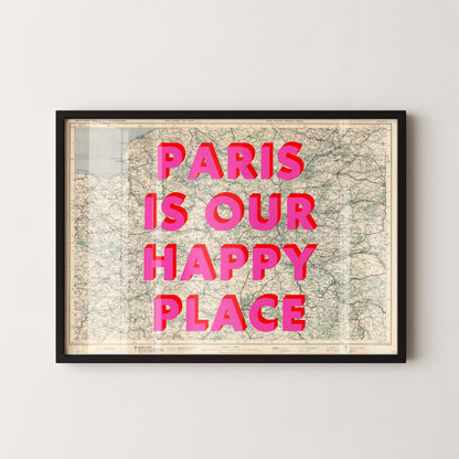 Paris Pop Art Map Print (landscape)