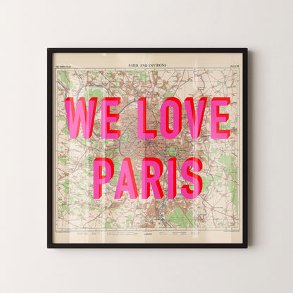 Paris Pop Art Map Print (square)