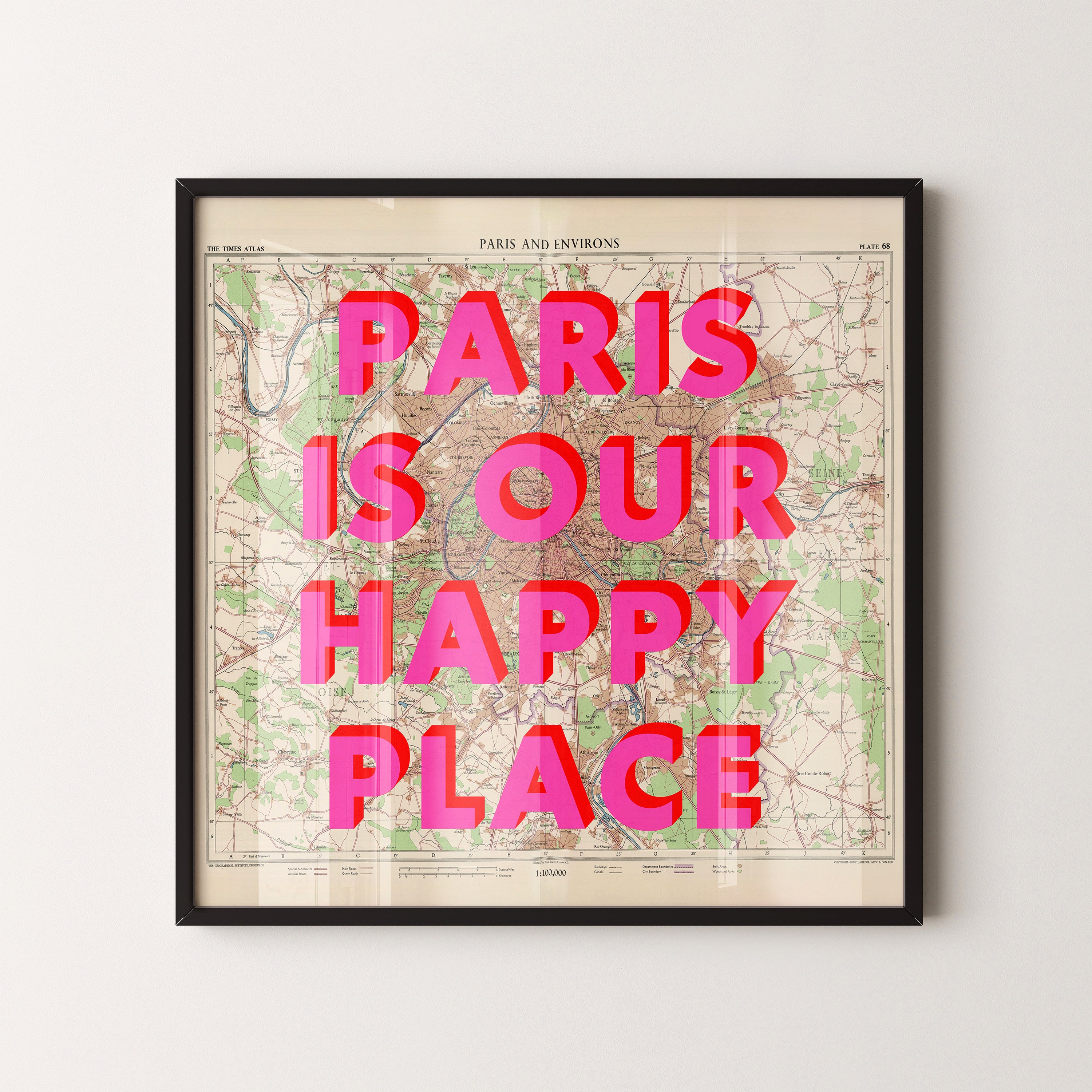Paris Pop Art Map Print (square)