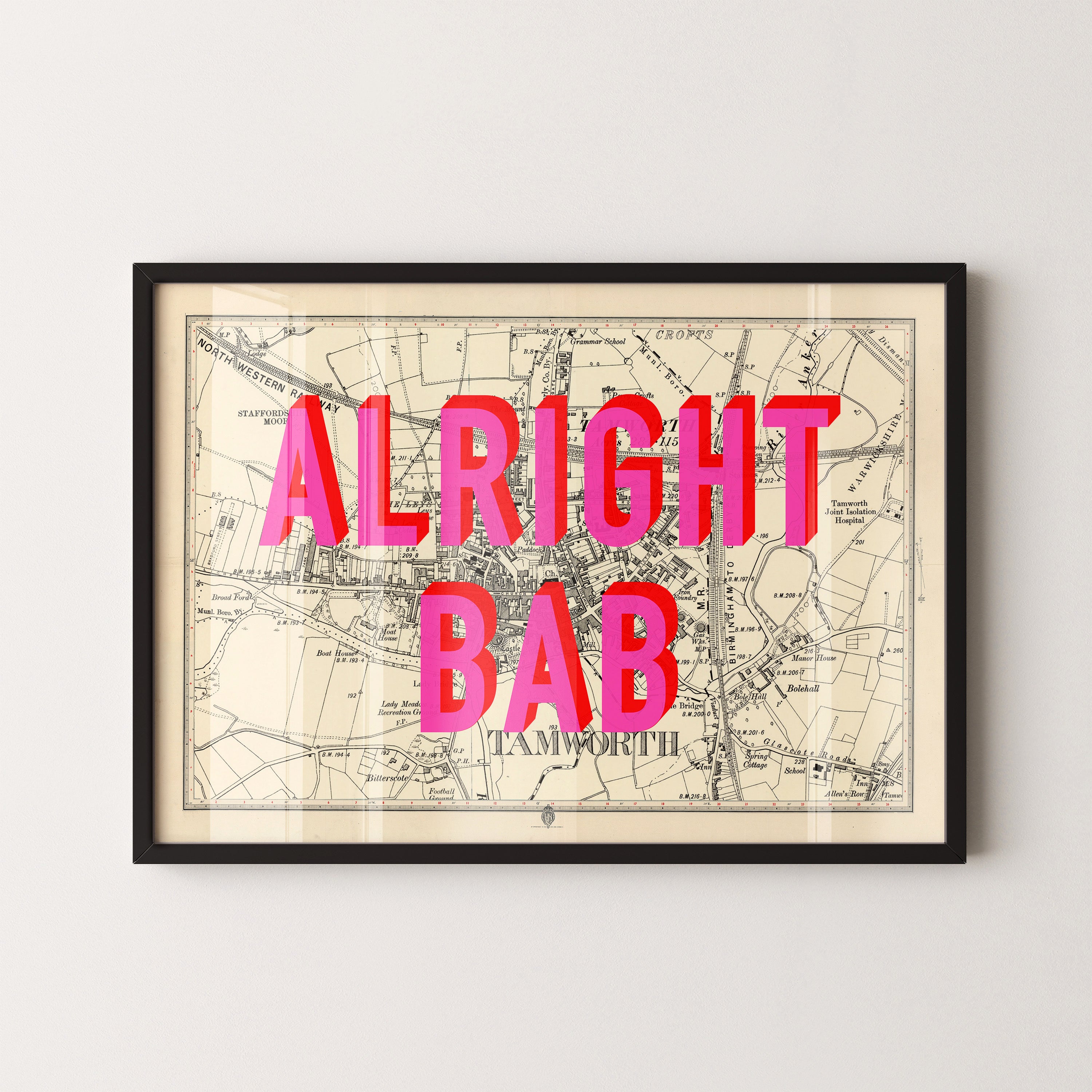 Tamworth Pop Art Map Print (landscape)