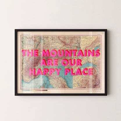 The Alps Pop Art Map Print (landscape)