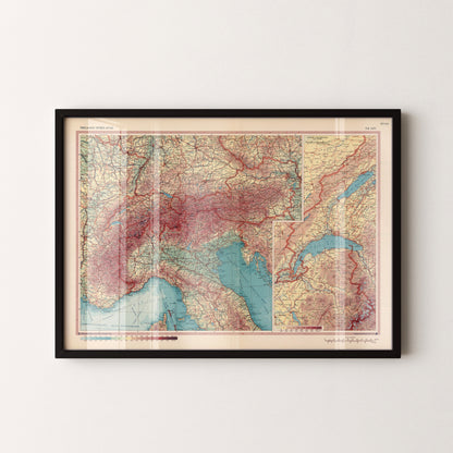 The Alps Pop Art Map Print (landscape)