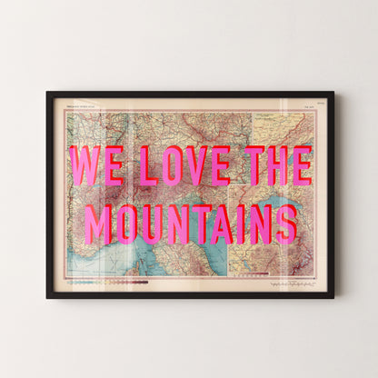 The Alps Pop Art Map Print (landscape)