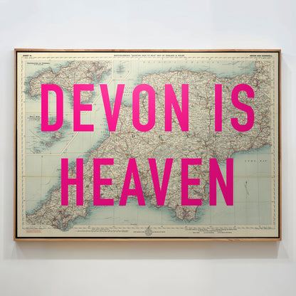 Devon Pop Art Map Print (landscape)