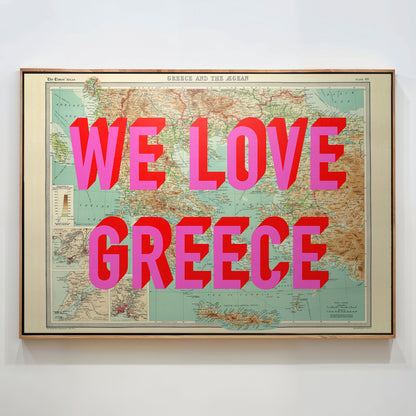 Greece Pop Art Map Print (landscape)