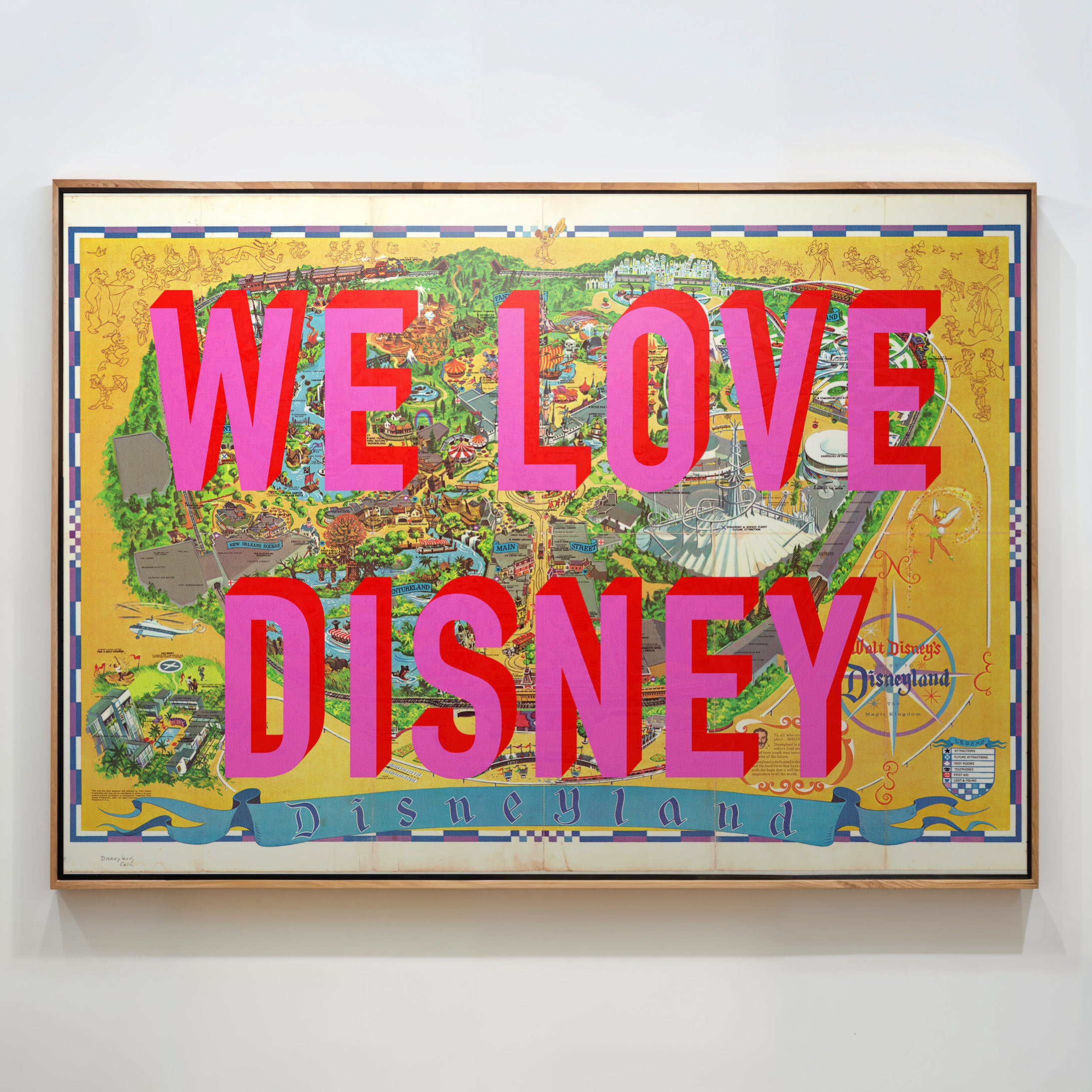 Disneyland California Theme Park Pop Art Map Print (landscape)