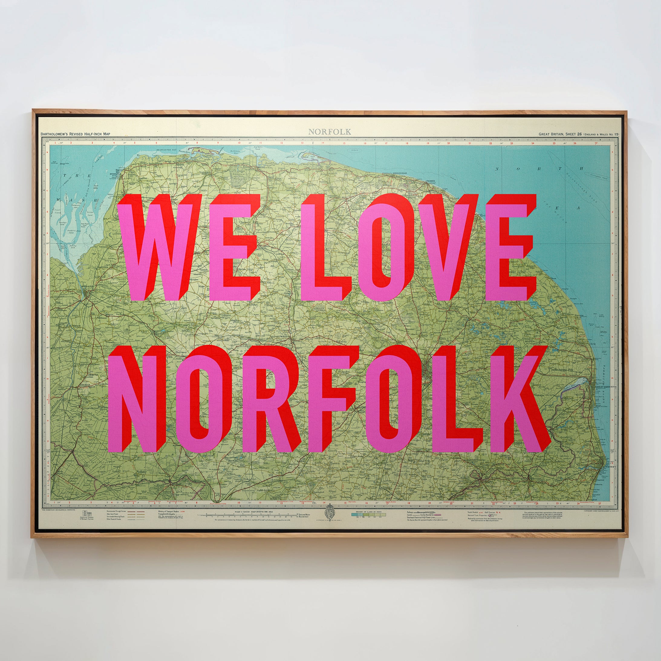 Norfolk Pop Art Map Print (landscape)