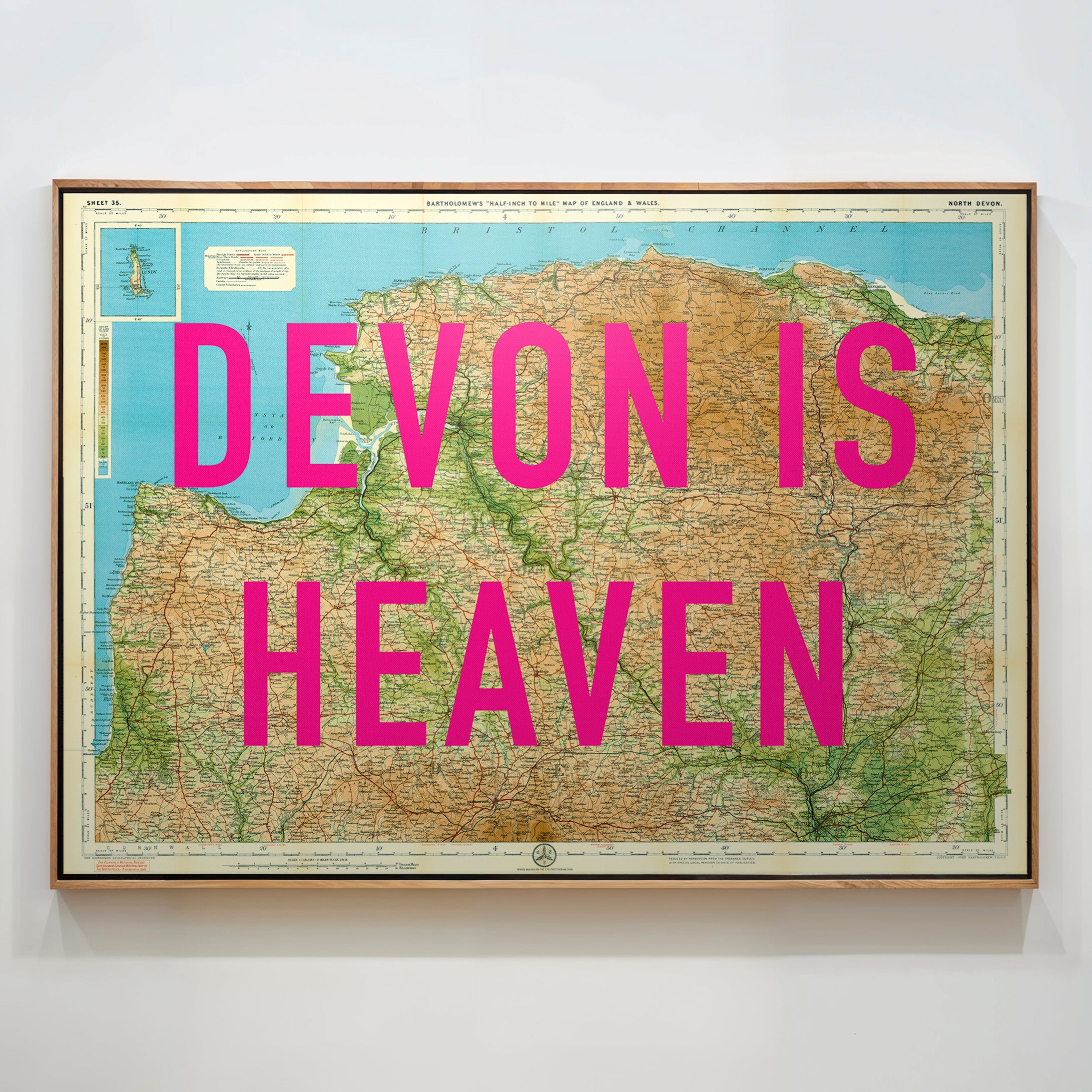 North Devon Pop Art Map Print (landscape)