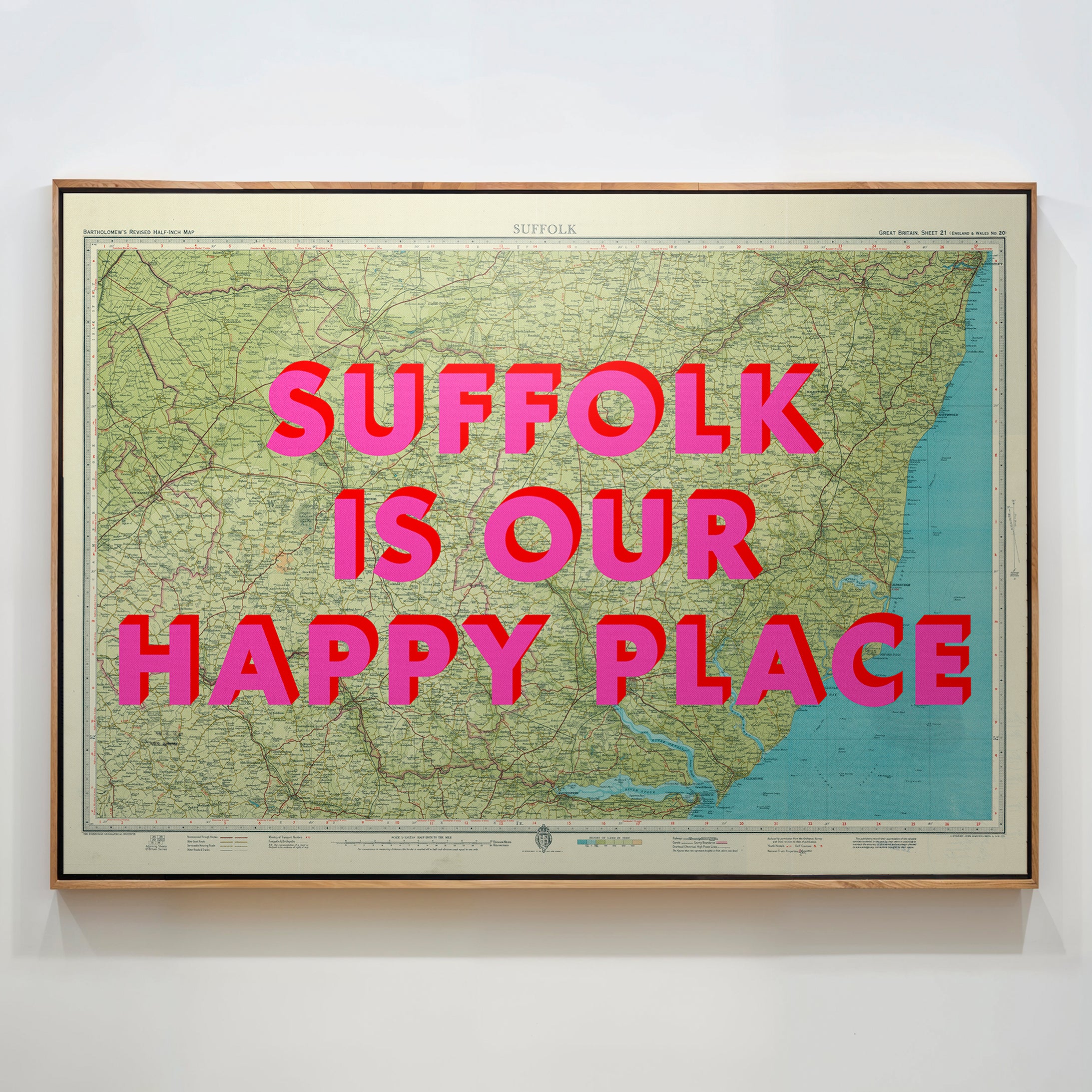 Suffolk Pop Art Map Print (landscape)