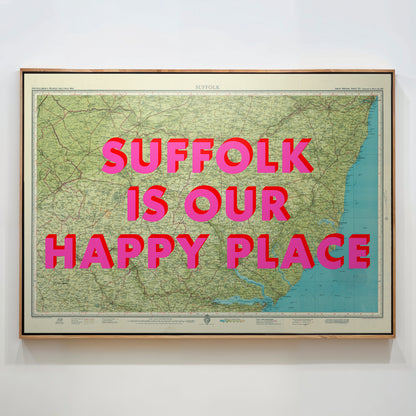 Suffolk Pop Art Map Print (landscape)