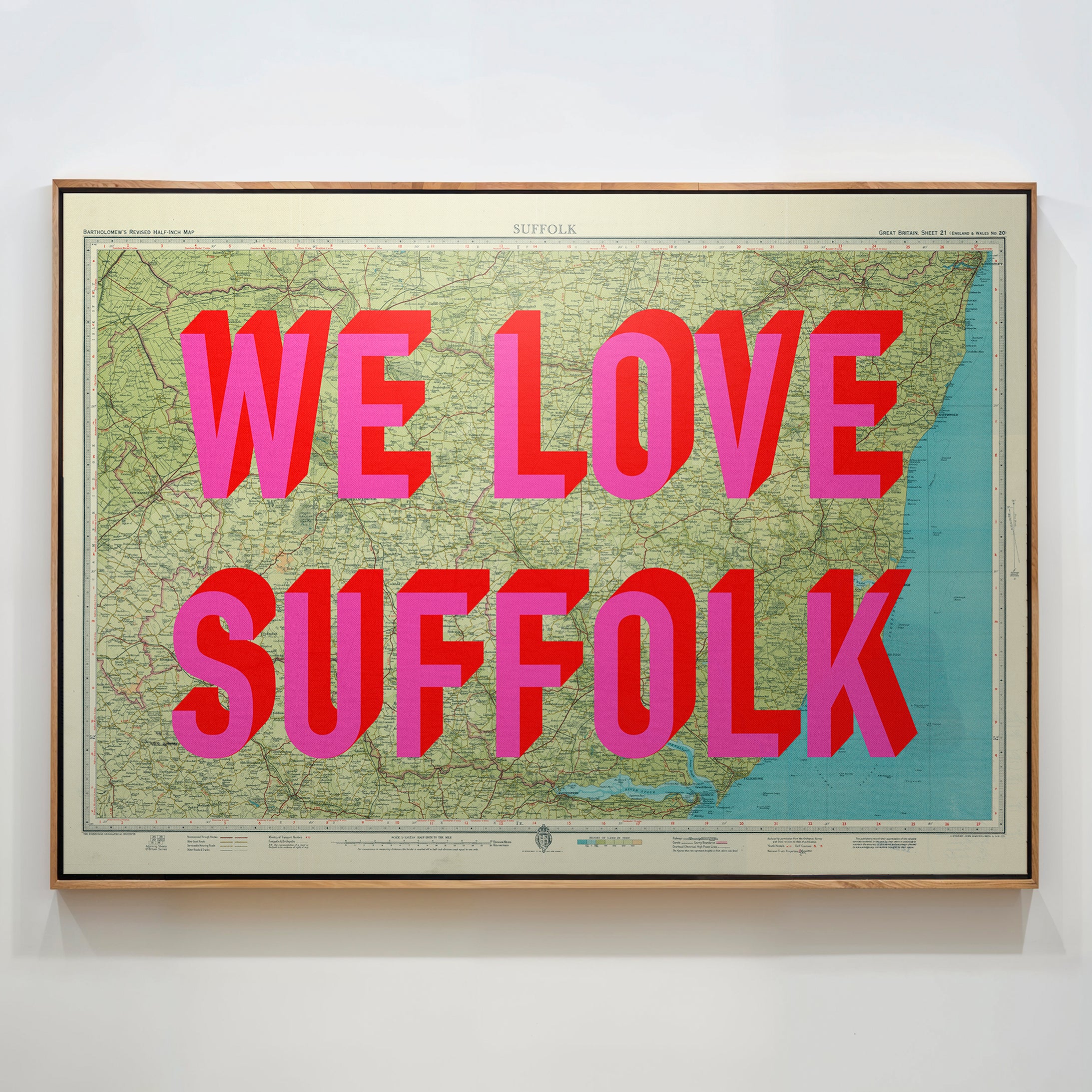 Suffolk Pop Art Map Print (landscape)