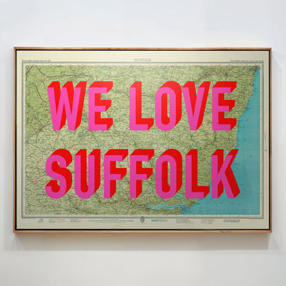 Suffolk Pop Art Map Print (landscape)