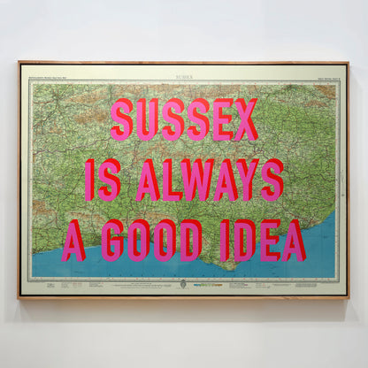 Sussex Pop Art Map Print (landscape)