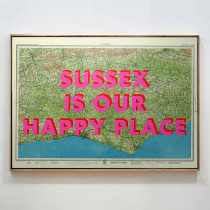Sussex Pop Art Map Print (landscape)