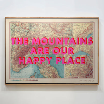 The Alps Pop Art Map Print (landscape)