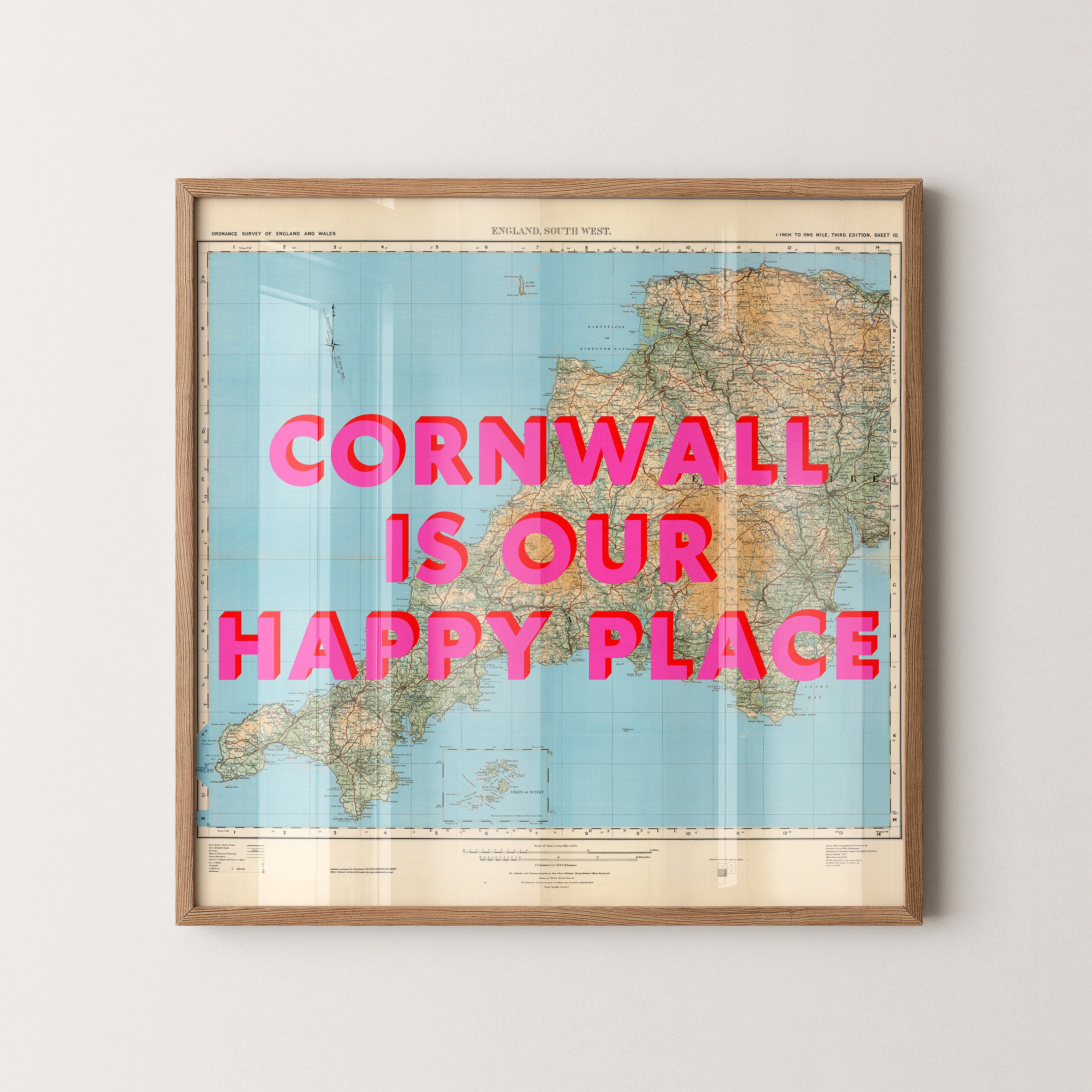 Cornwall Pop Art Map Print (square)