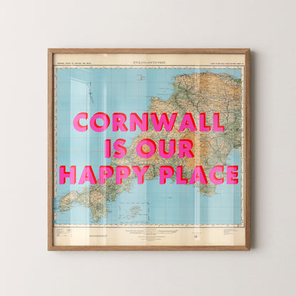 Cornwall Pop Art Map Print (square)