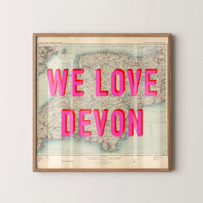 Devon Pop Art Map Print (square)