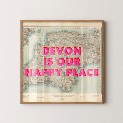 Devon Pop Art Map Print (square)