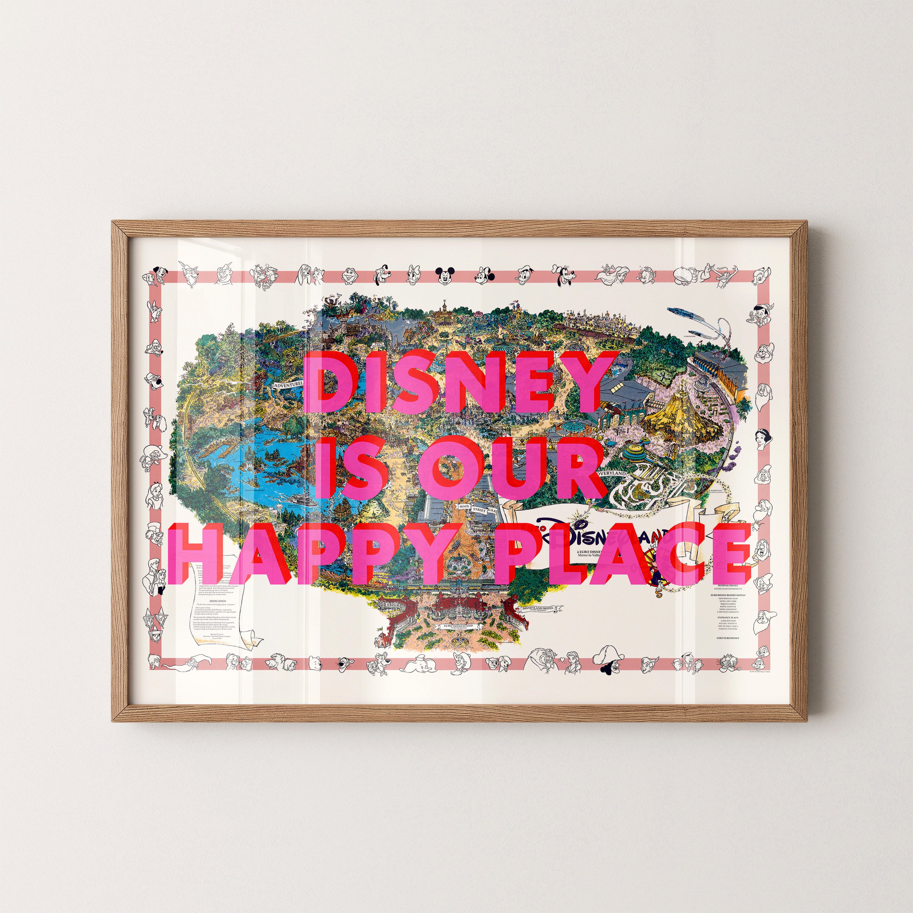 Disneyland Paris Theme Park Pop Art Map Print (landscape)