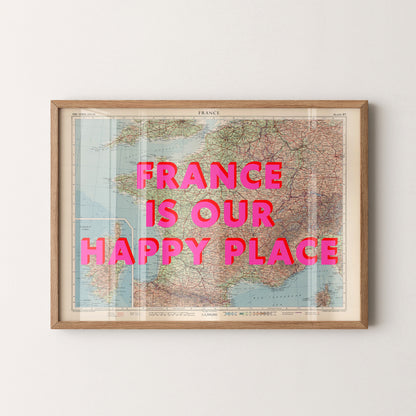 France Pop Art Map Print (landscape)