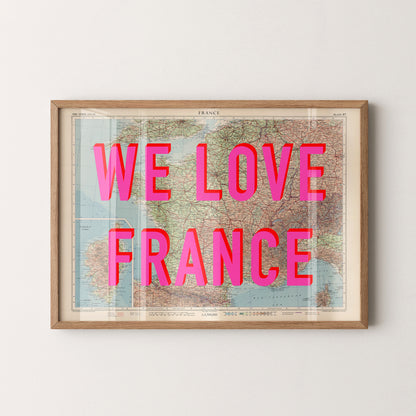 France Pop Art Map Print (landscape)