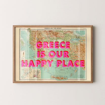 Greece Pop Art Map Print (landscape)