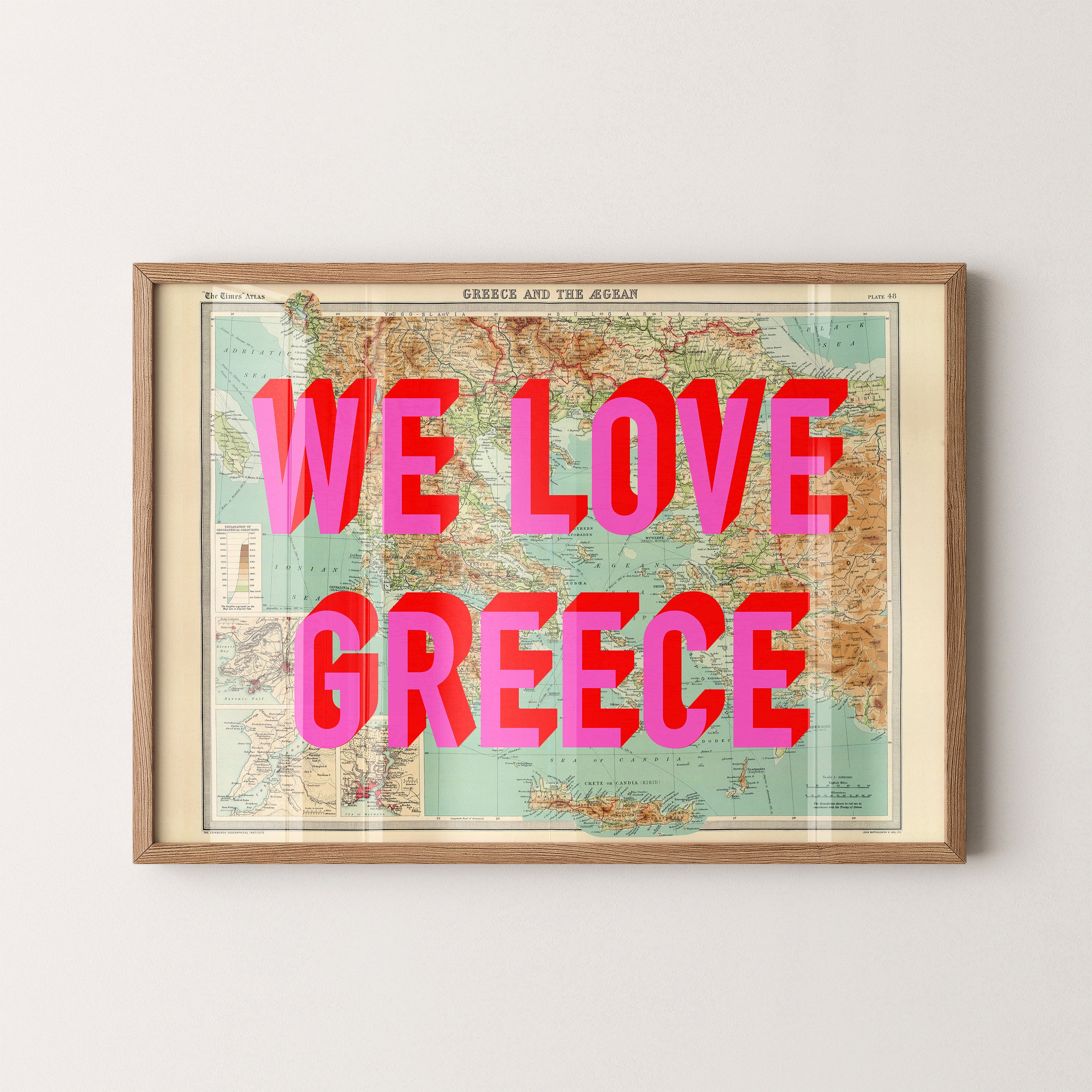 Greece Pop Art Map Print (landscape)