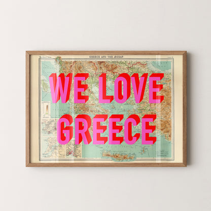 Greece Pop Art Map Print (landscape)