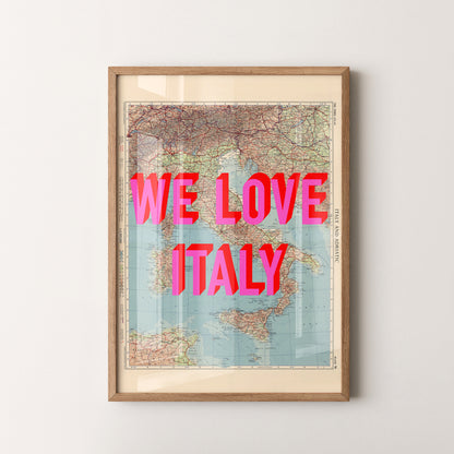Italy Pop Art Map Print (portrait)