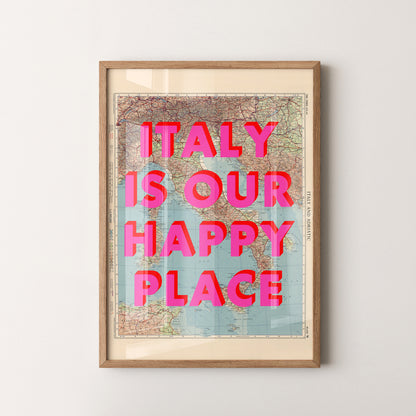 Italy Pop Art Map Print (portrait)