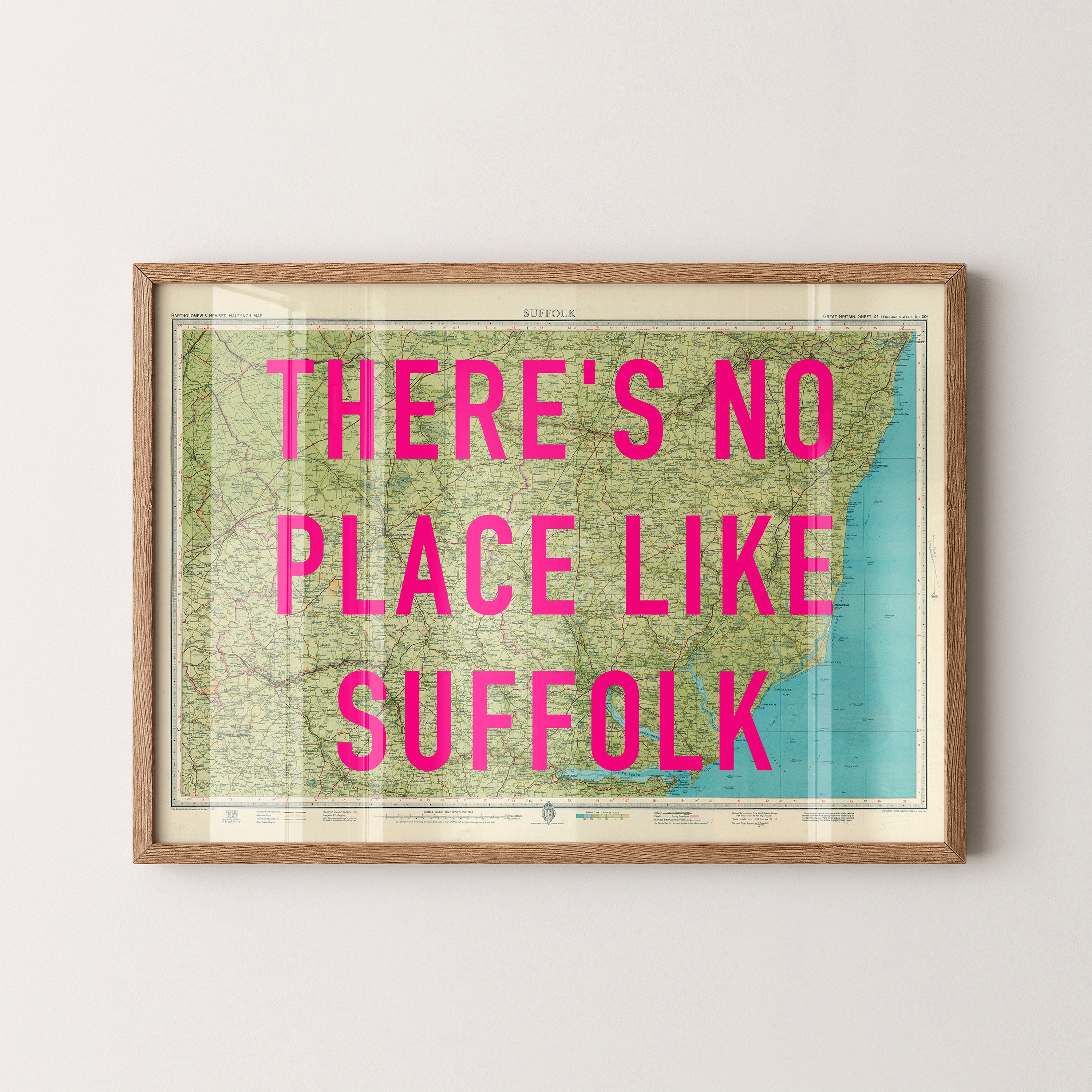 Suffolk Pop Art Map Print (landscape)