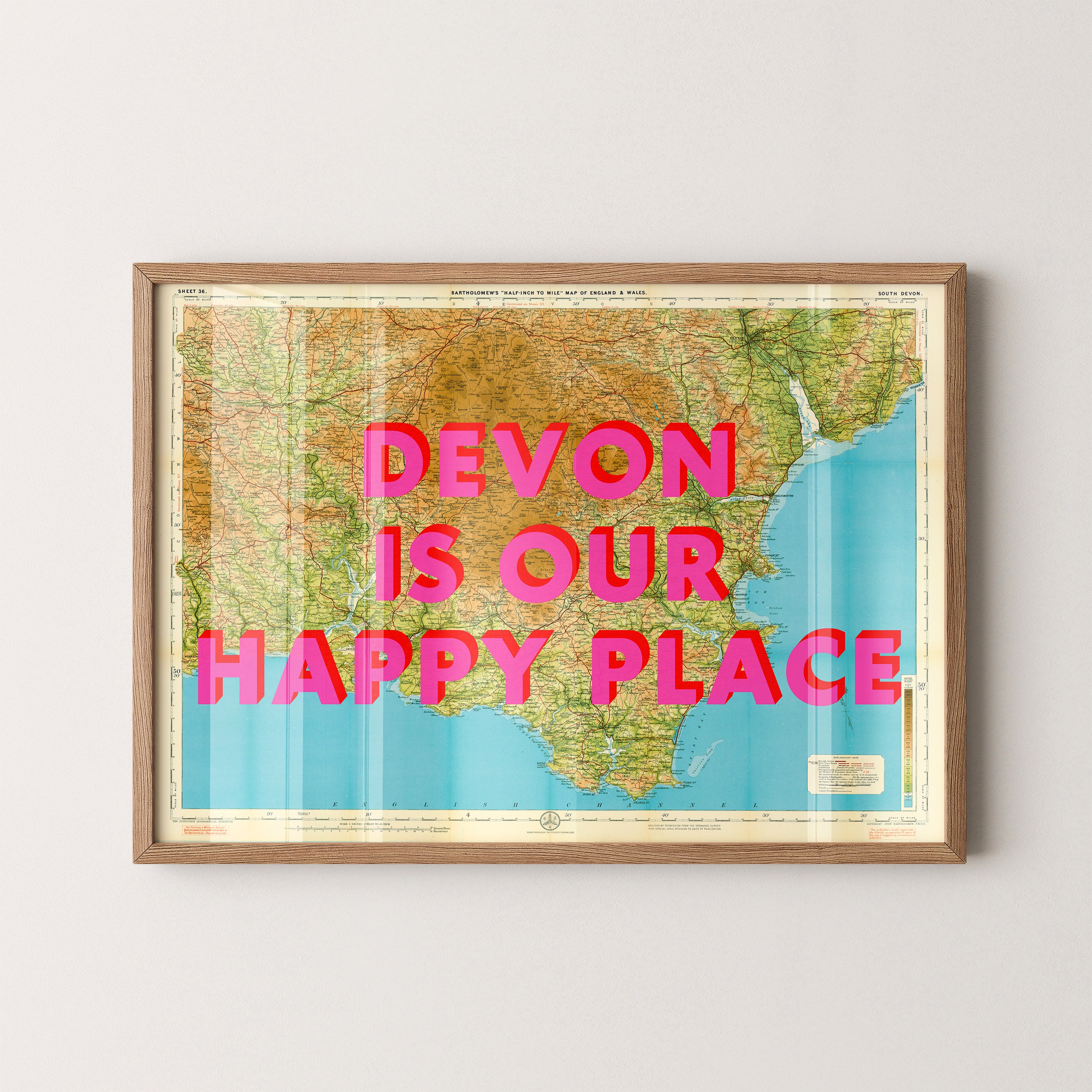 South Devon Pop Art Map Print (landscape)