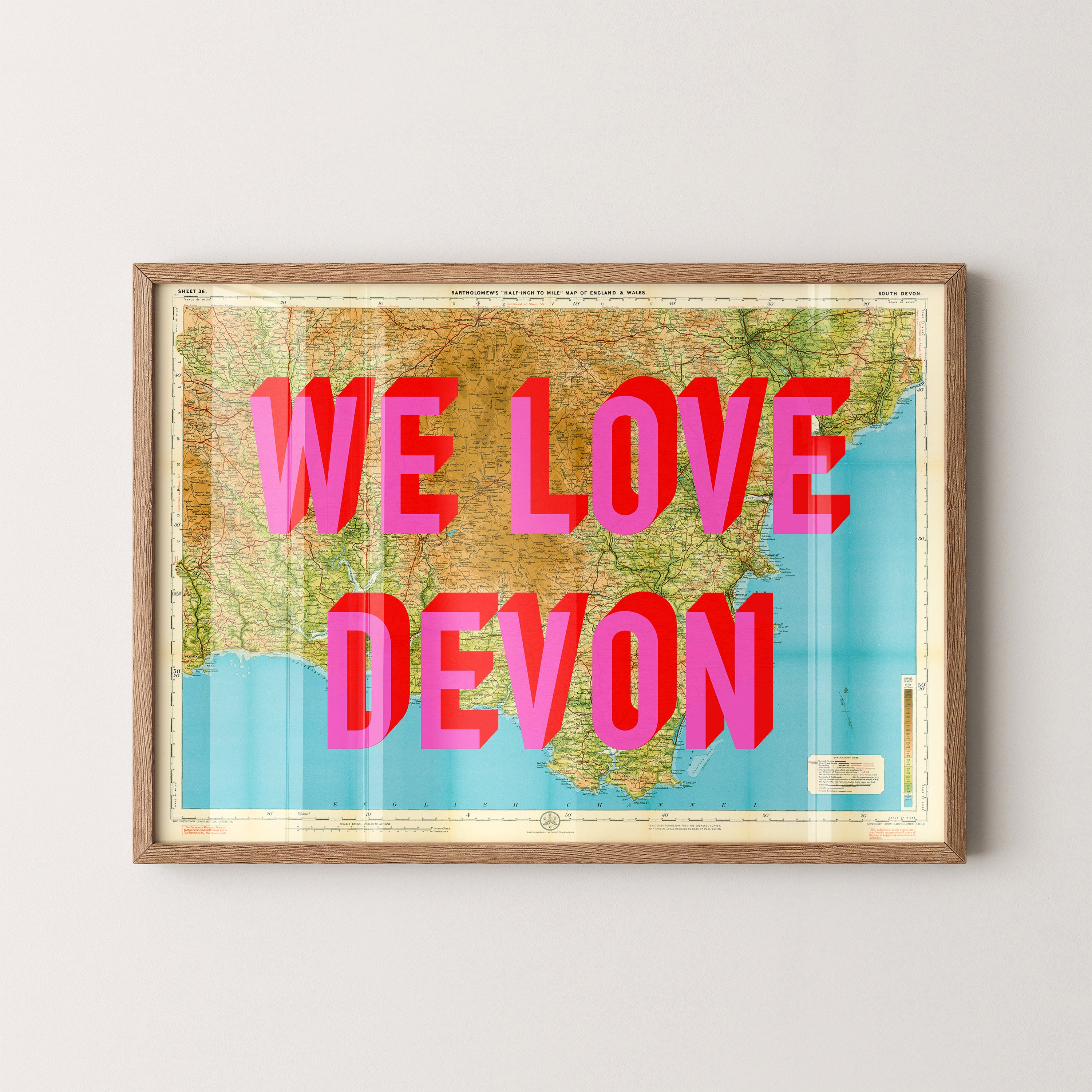 South Devon Pop Art Map Print (landscape)
